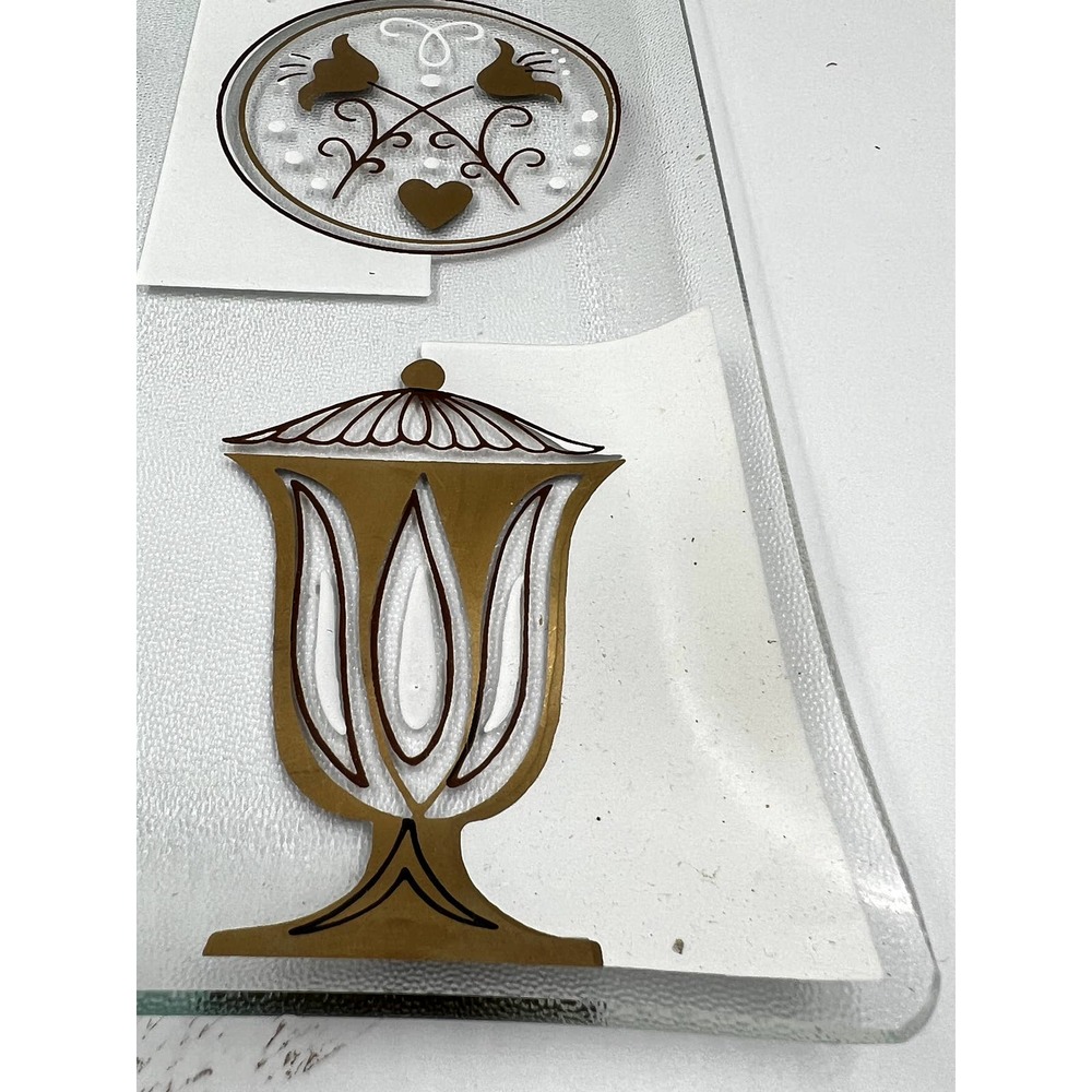 Mid Century Modern Briard Gold Glass Tray Serving Dish vintage - Picture 3 of 6